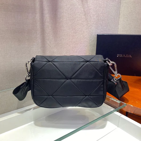 Prada Small Flap Bag 21 In Black Triangular Quilted Pattern Re-Nylon product view 5