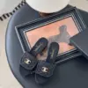 Chanel Women Black Quilted Fabric Slides product view 2