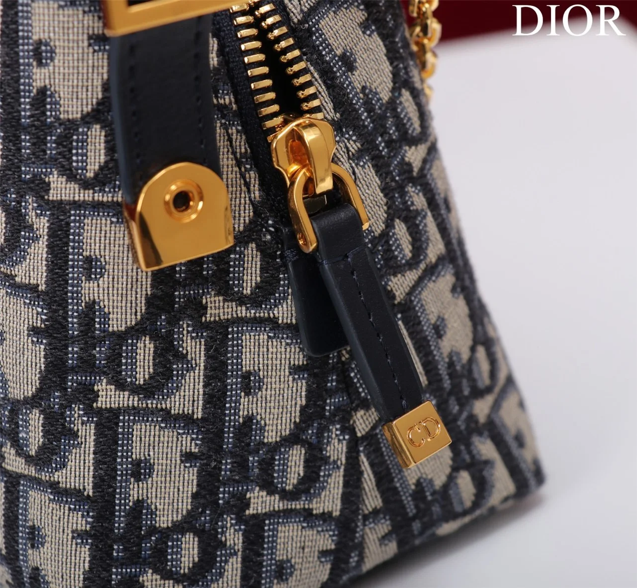 Dior Plaid Women’s Handbag, Glossy Leather, 20 cm product view 3
