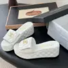 Chanel Women White Quilted Leather Slides product view 2