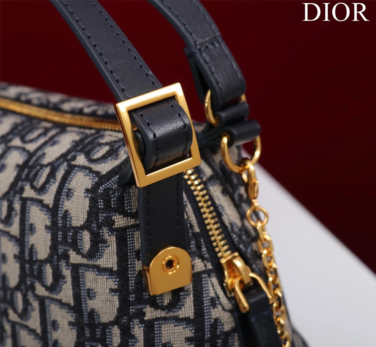 Dior Plaid Women’s Handbag, Glossy Leather, 20 cm product view 5