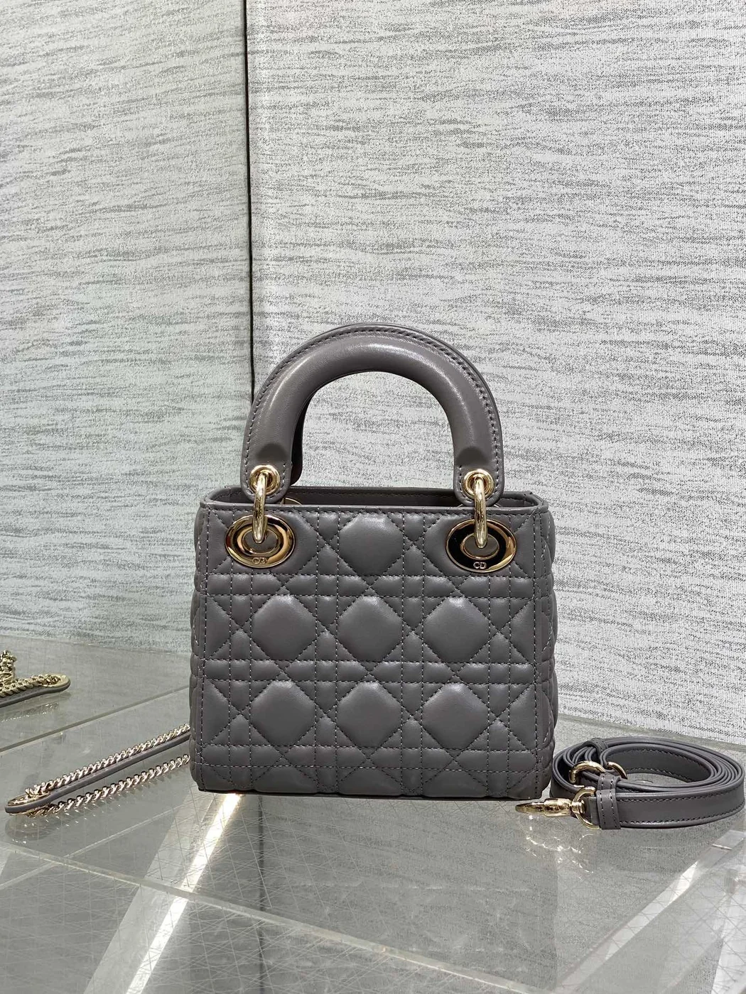 Dior Mini Lady Dior bag in gray product view 4