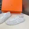 Hermès Women White Mesh Leather Sneakers product view 4