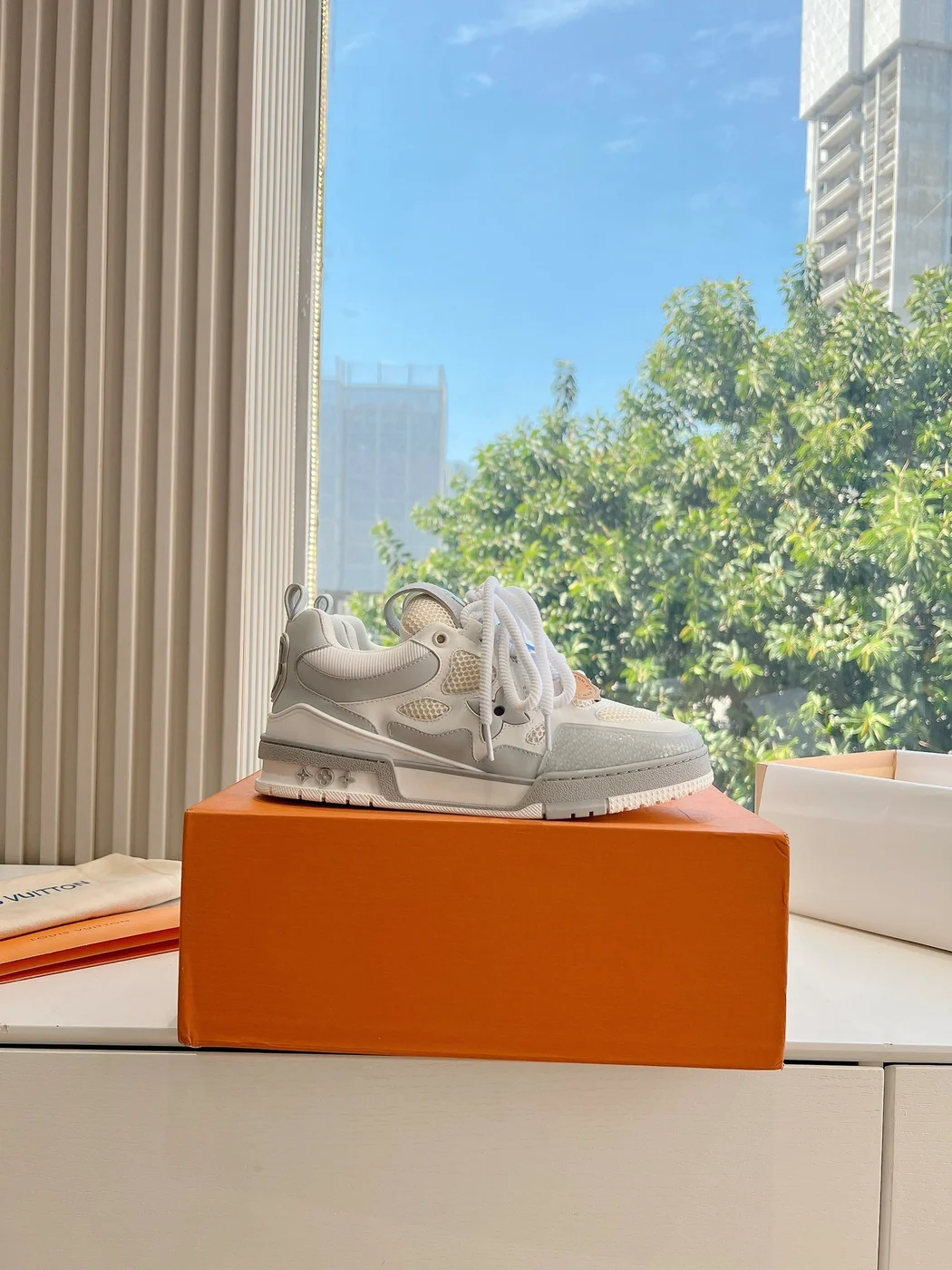 Louis Vuitton Women White Mesh And Leather Sneakers product view 2