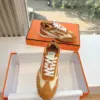 Hermès Women Brown Mesh Suede Sneakers product view 4