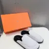 Hermès Women White Suede Leather Slippers product view 5
