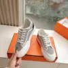 Hermès Women White Gray Mesh Canvas Sneakers product view 6