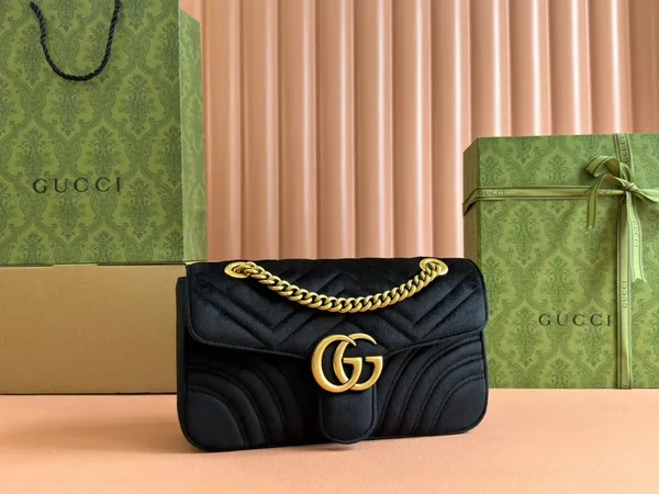 Gucci 26S GG Marmont Matelasse 26 In Black Velvet Bag product view 5