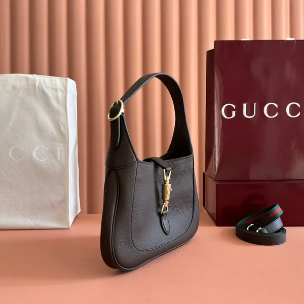 Gucci 25S Jackie 1961 Small Bag 28 cm In Dark Brown Leather With Gold Hardware product view 2