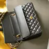 Chanel Charm Handbag Sheepskin Black Lock Gold 25x16x7cm product view 2