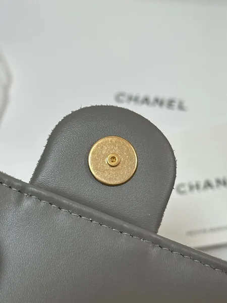 Chanel New  25 Handbag 30 In Natural Grey Suede Gold Hardware product view 5