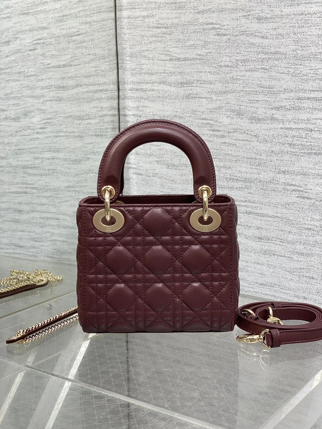 Dior Mini Lady Dior bag Gold hardware product view 3