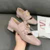 Valentino Women Blush Pink Leather Fringe Loafers product view 5