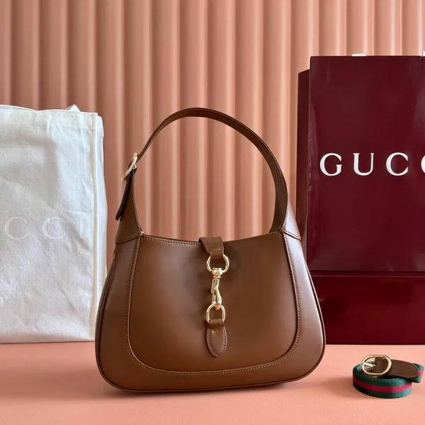 Gucci Jackie Small Shoulder Bag 27 In Tawny Brown Calfskin Gold Hardware product view 1