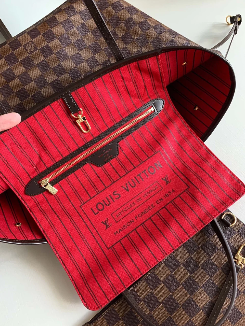 Louis Vuitton Neverfull Checkered Pattern Handbags 32x29x17cm product view 3
