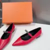 Hermès Women Red Leather Pointed Toe Flats product view 4