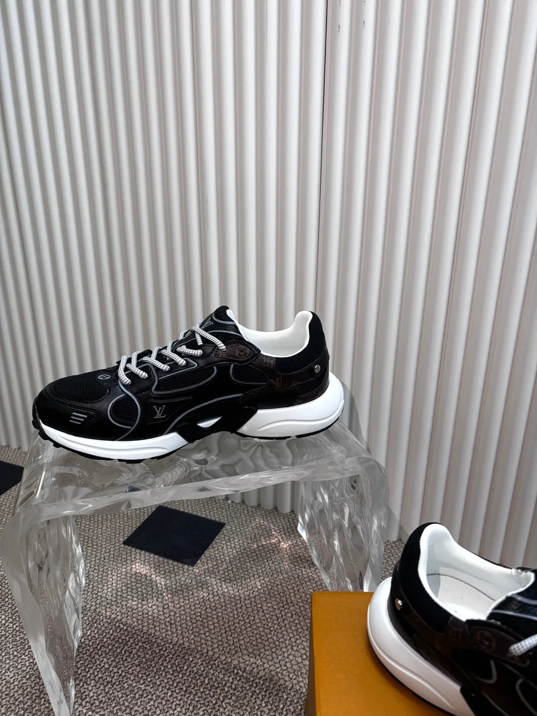 Louis Vuitton Women Black Mesh Leather Sneakers product view 6