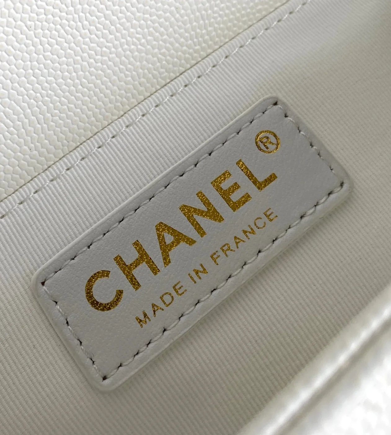 Chanel Medium 25 Boy Bag In White Lambskin Gold Hardware product view 5