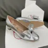 Valentino Women Silver Leather Bow Detail Flats product view 4