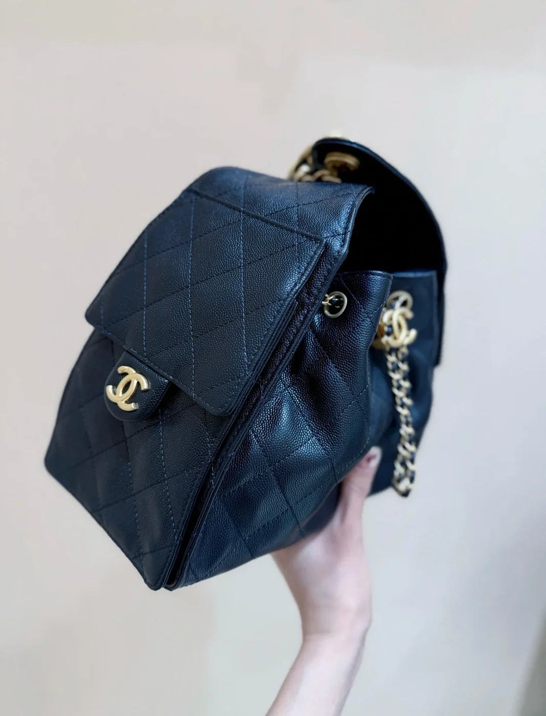 Chanel 25 Small Black Caviar Gold Hardware Bag product view 7