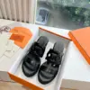 Hermès Women Black Leather Slip-On Sandals product view 3