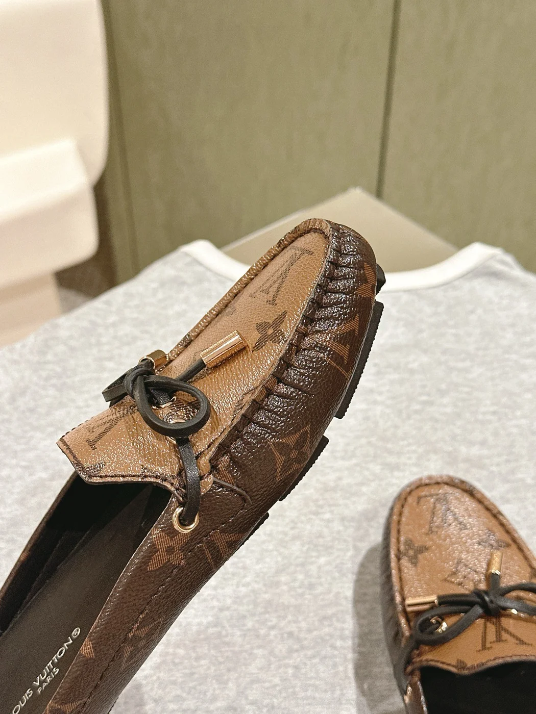 Louis Vuitton Women Brown Leather Moccasin Loafers product view 6