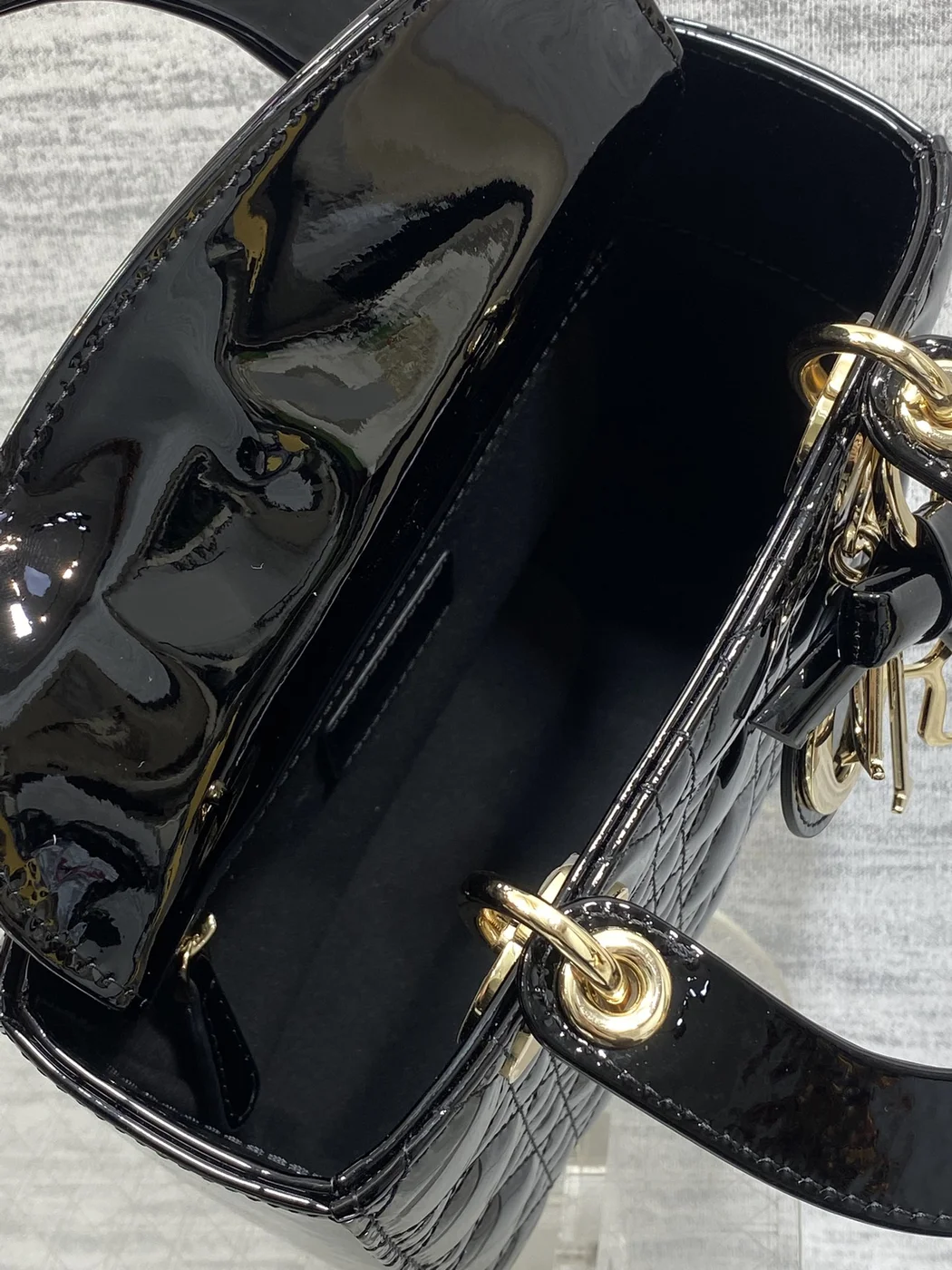 Dior Small Lady Dior bag in Black Patent product view 6