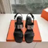 Hermès Women Black Leather Sandals product view 1