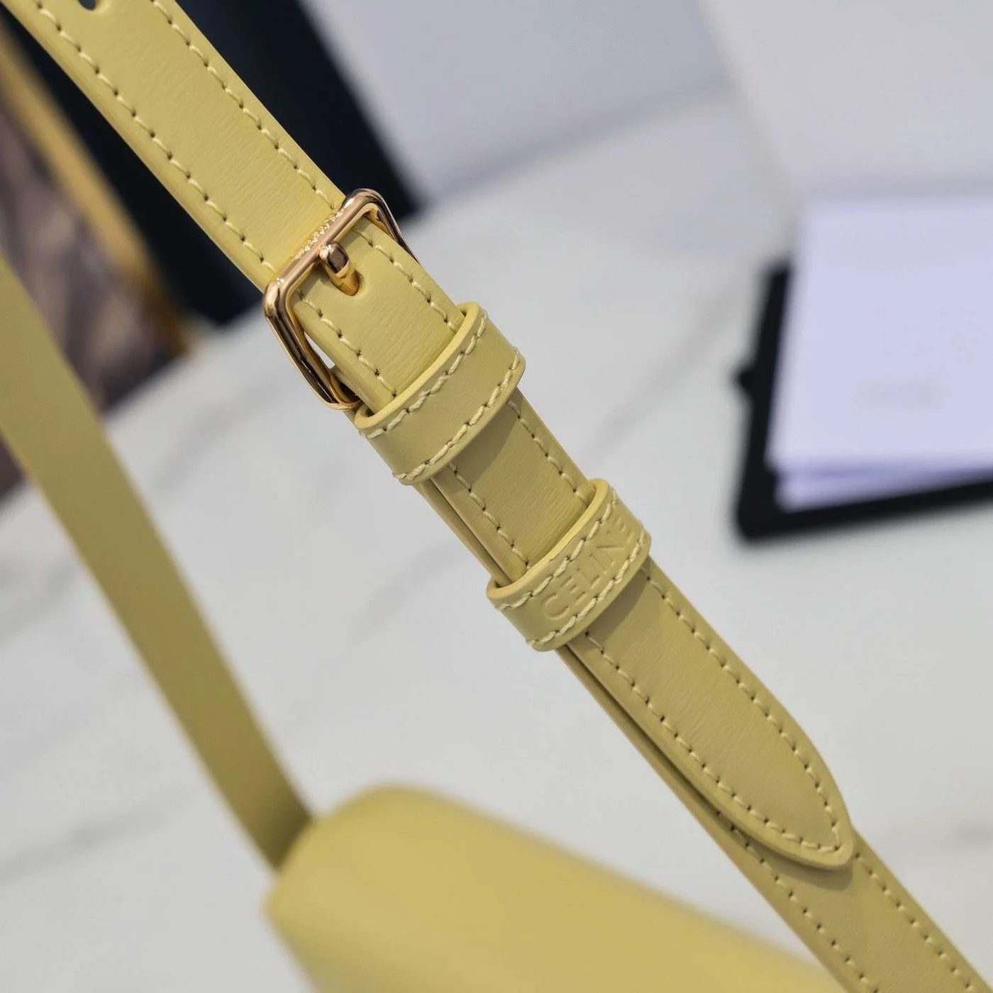 Celine Triomphe Handbag Bright Yellow Smooth Leather 20x12cm product view 9