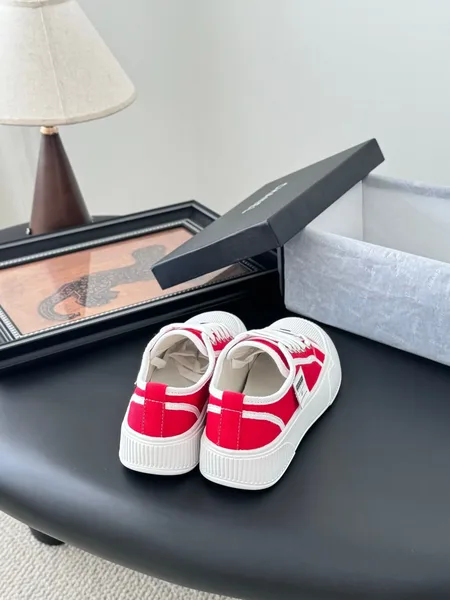 Chanel Women Red Canvas And Rubber Sneakers product view 3