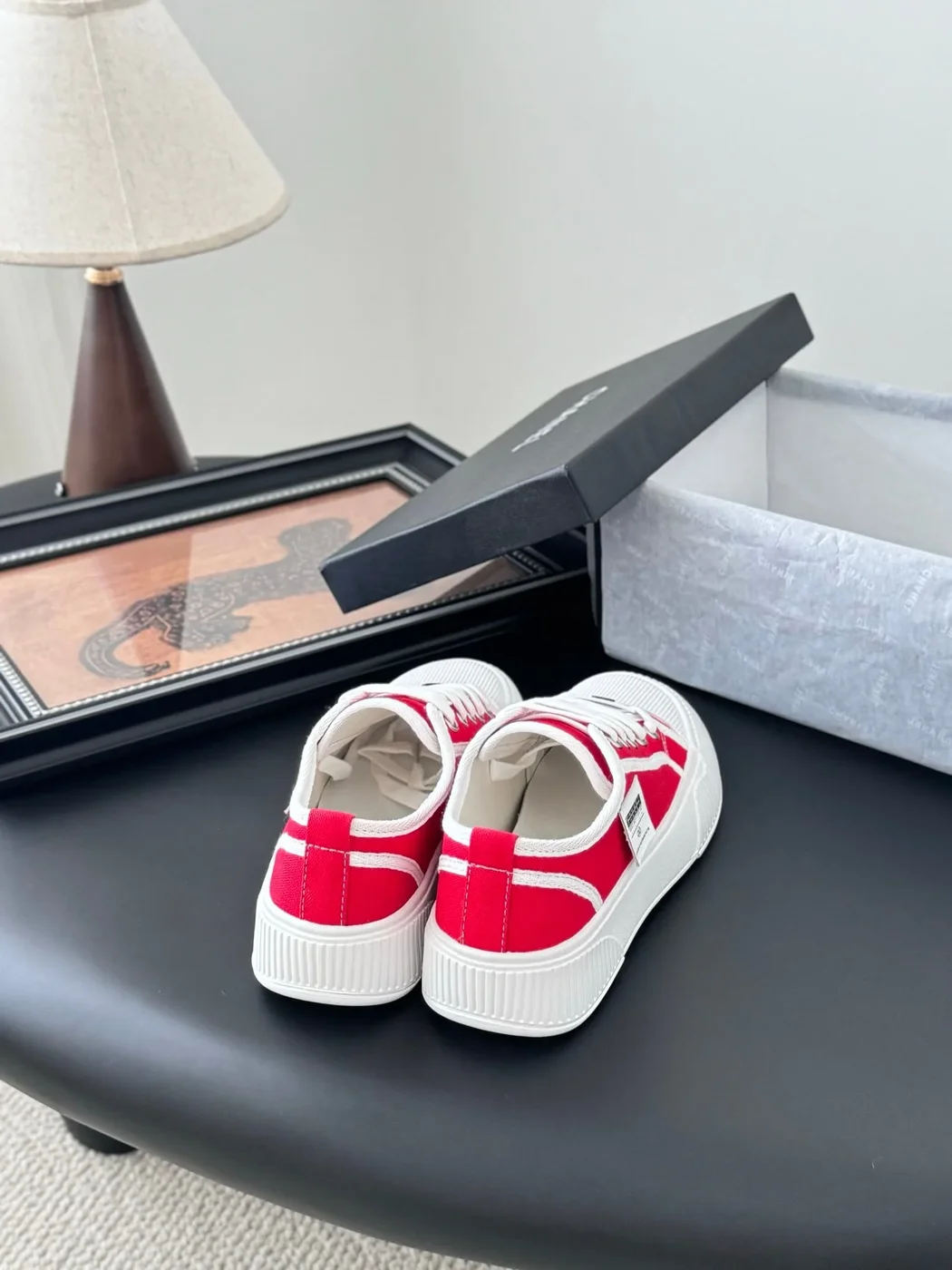 Chanel Women Red Canvas And Rubber Sneakers product view 3