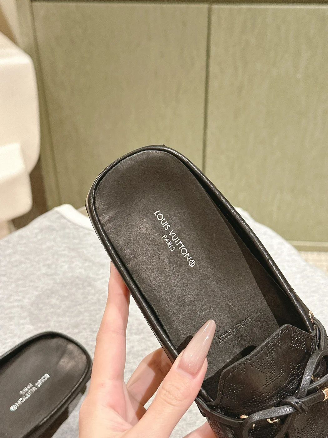 Louis Vuitton Women Black Leather Mules product view 5
