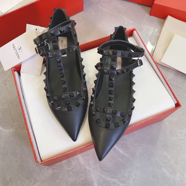 Valentino Women Black Leather Pointed Flats product view 4