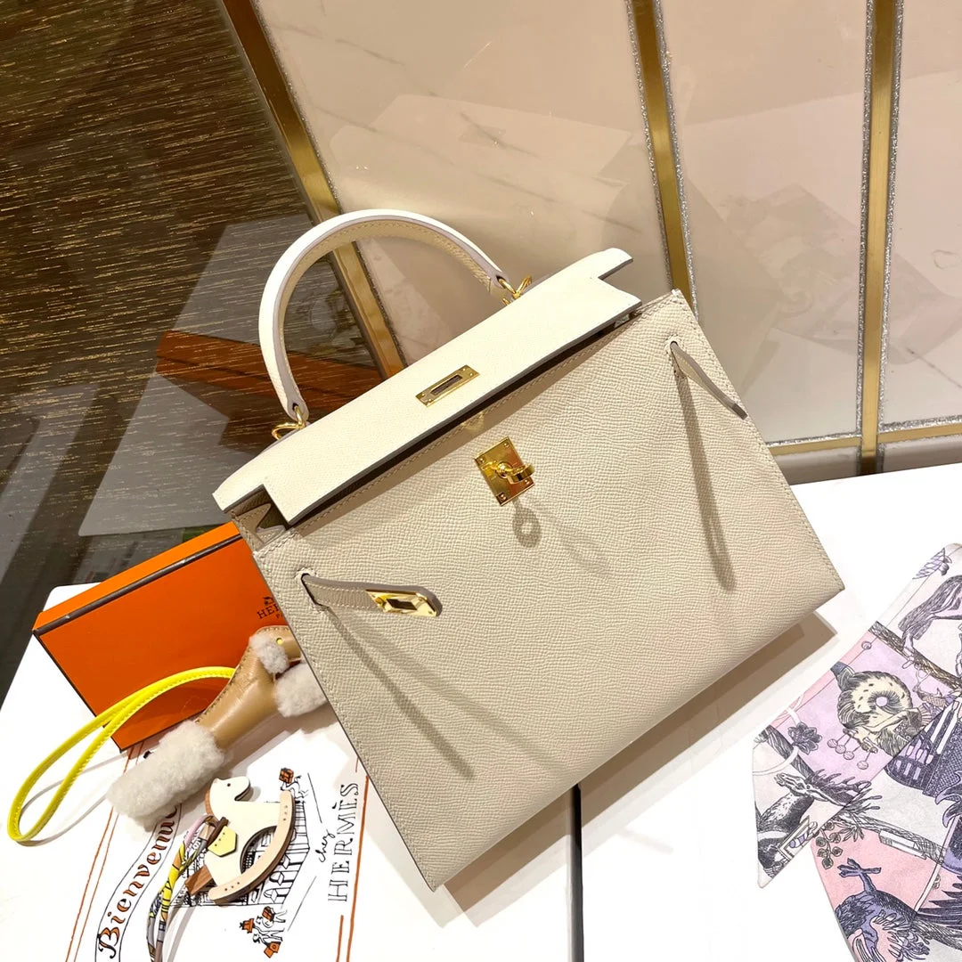 Hermès 25 cm White Epsom Leather Gold Hardware Bag product view 6