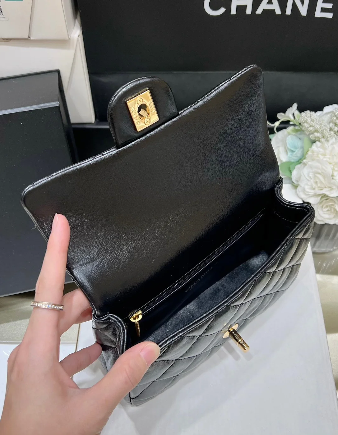 Chanel Mini Rectangular Flap With Top Handle Black 20 cm Bag product view 9