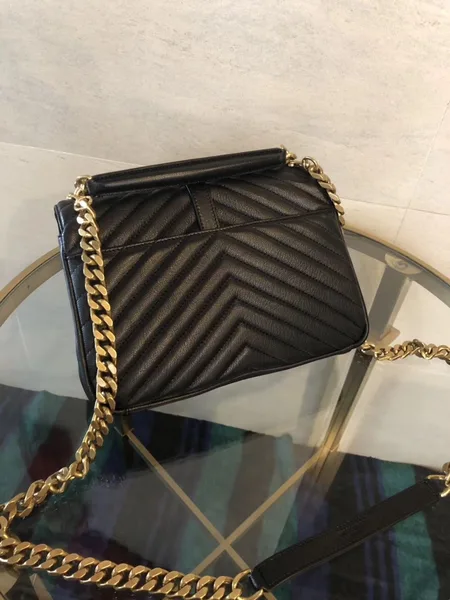 Saint Laurent medium College leather cross body bag in black with gold hardware product view 2