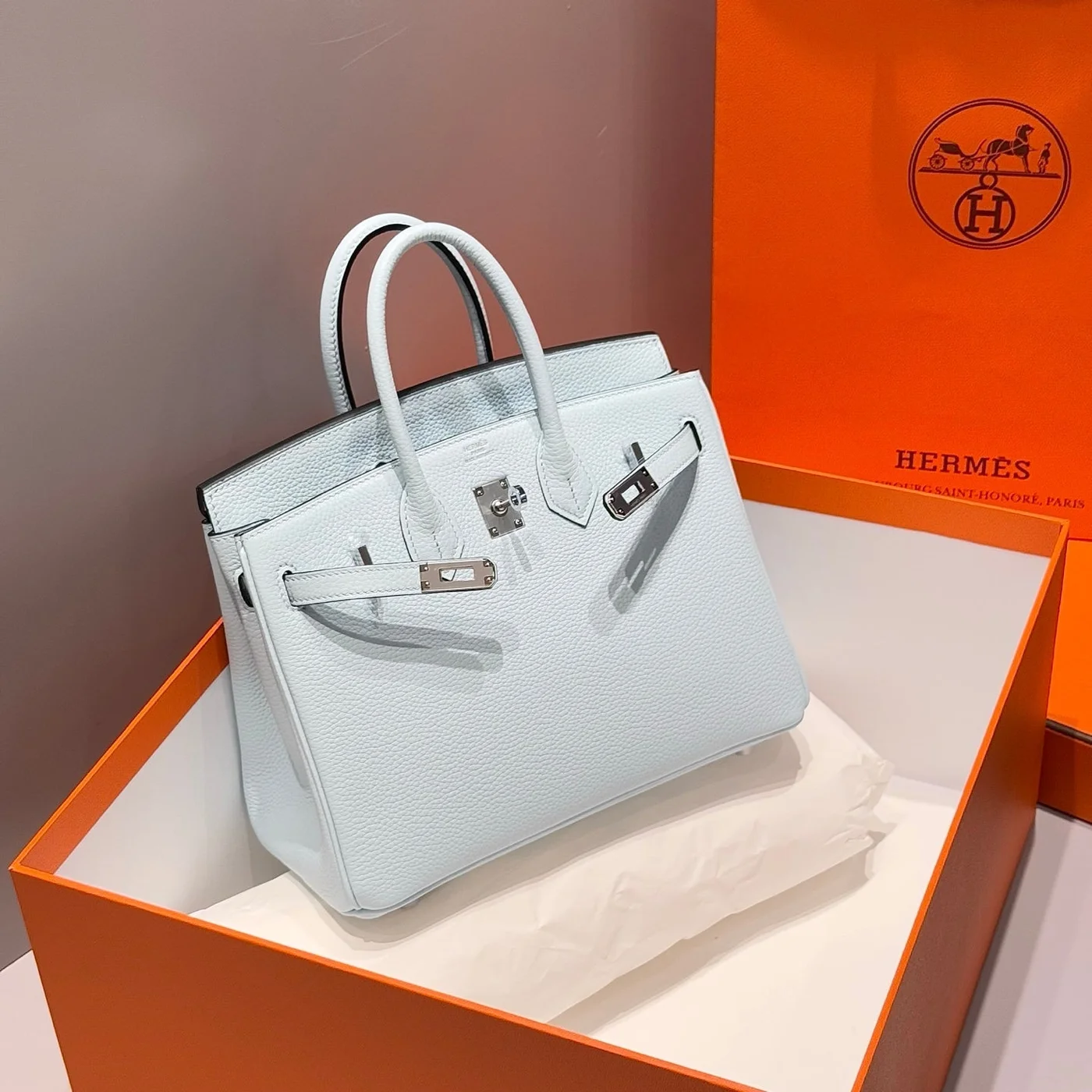 Hermès Birkin 25 In Cloud Blue Silver Hardware Bag product view 1