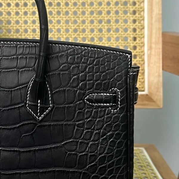 Hermès Birkin 25 cm Black Crocodile Leather Silver Hardware Bag product view 5