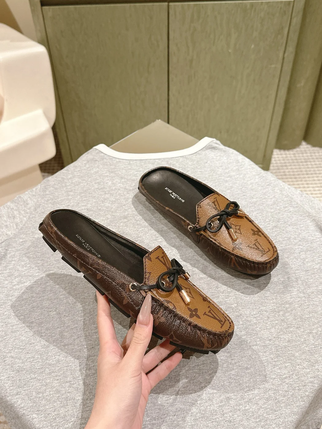 Louis Vuitton Women Brown Leather Moccasin Loafers product view 4