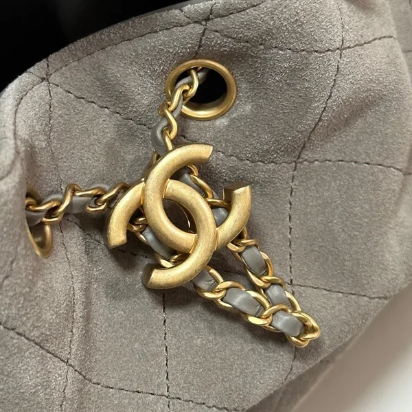 Chanel New  25 Handbag 30 In Natural Grey Suede Gold Hardware product view 3