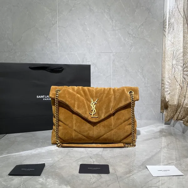 Saint Laurent Puffer Toy quilted leather-trimmed suede shoulder bag product photo