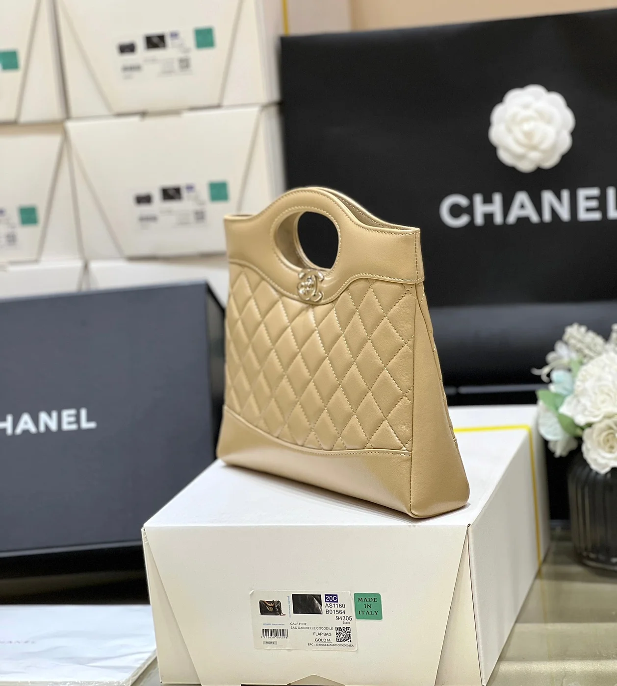 Chanel Calfskin Suede Quilted Mini 31 Shopping Bag product view 6