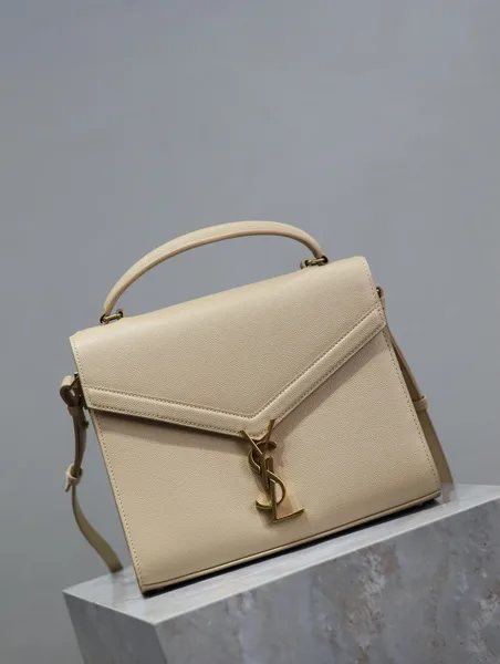 Saint Laurent Cassandra Top Handle Bag Medium In Beige Calfskin Gold Hardware product view 9