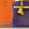 Hermès Birkin 30 Purple/Gold Crocodile Leather Gold Hardware – Custom Made Bag product view 5