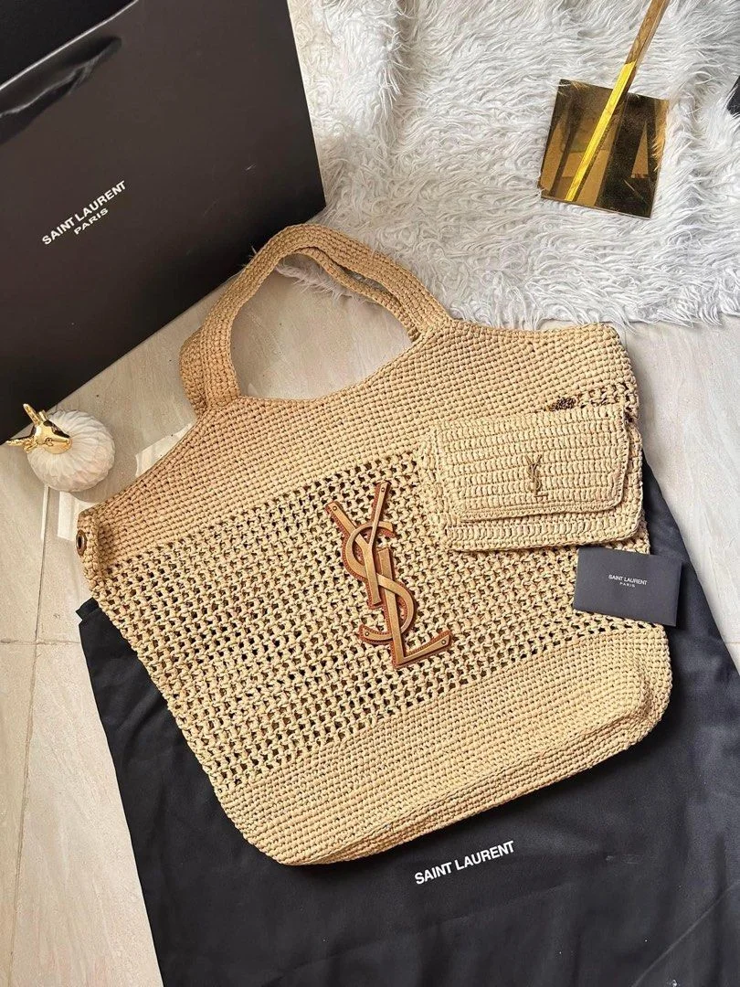 Saint Laurent Icare Maxi raffia tote bag product view 1