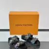 Louis Vuitton Men Black Leather Multicolor Monogram Slides product view 5