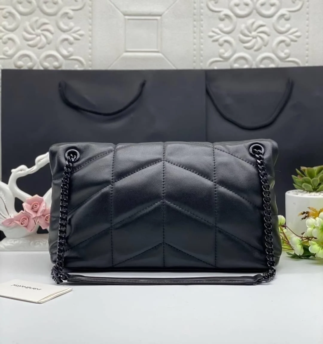 Saint Laurent Small Loulou Puffer shoulder bag in black with Chain Strap product view 4