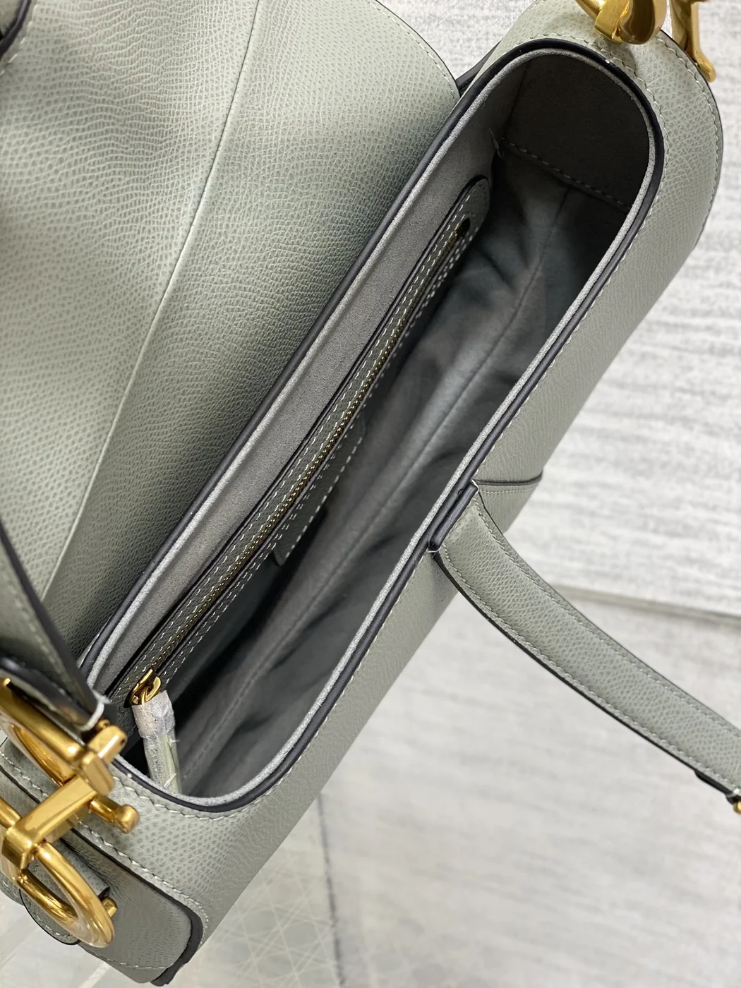 Dior Saddle Bag in Stone Gray Gold Hardware product view 6