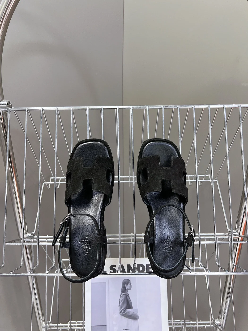 Hermès Women Black Suede Slingback Sandals product view 2