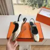 Hermès Women Silver Leather Mary Jane Heels product view 6